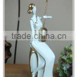 Interesting Art Collectible Chinese Lady Playing 3 Stringed Figurine thumbnail-1