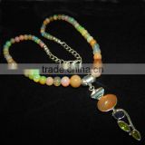Ethiopian Welo Opal Smooth Round Balls with sterling silver 925 opal pendant 22 inch Full Strand 5-9 M.M. Beads