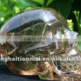 Stunning ROUND Natural Topaz Quartz Rock Crystal Carved Crystal Skull