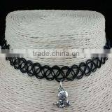 Black Elastic Nylon Rope With Silver Alloy Hand Shape Choker Necklace thumbnail-2