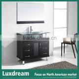 48" Black Bathroom Vanity Glass Sink With Stainless Steel Legs thumbnail-2