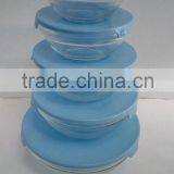 5 Pieces Colorful Microwave Glass Bowl Set With Cover Lid thumbnail-1