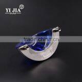 Light Blue Half Round Brushed Satin Nickel Glass Knob