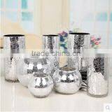 Home Table Centerpieces Terarium Crackle Silver Glass Vase for Flower Arrangement thumbnail-3