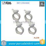 Set of 4 Pieces 3.25" Dolomite White Bird Napkin Holders Rings thumbnail-1