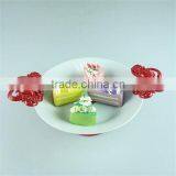 Cheap Price Ceramic Cake Stand With Plastic Handle and Feet in Stock thumbnail-2
