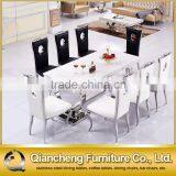 French Style Marble Top Stainless Steel 8 Seaters Dining Table Set