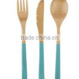 2017 Fashion Bamboo Cultery With Colored Handle for Kids