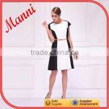 2014 Manni New Designed Knee Length Black And White Formal Dress thumbnail-1