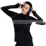 China Factory Women Fitness Wear With Hooded Elastic Breathable Outer Sports Jackets Comfortable thumbnail-1