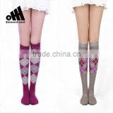 Fashion Stylish Diamond Pattern Semi-terry Stocking Knee-high Socks for Horse Rider thumbnail-1