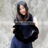 CX-S-32E Fashion European Lady's Knitted Pattern Rex Rabbit Infinity Scarf thumbnail-1