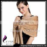 CX-B-106D 2016 Chinese Fashion Women Scarf Wholesale Rex Rabbit Fur Shawl thumbnail-3