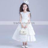 Summer Kids Dresses for Girls European Style Long Round Neck White Kids Frilly Dresses thumbnail-1