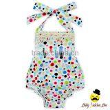 Summer Boutique 100%Cotton Bulk Flower Printed Halter Fringe Infant Newborn Baby Girl Floral Romper Clothes thumbnail-3