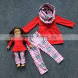 Doll and me Girls Baby Kids Scarf Red Aztec Pant Sets With Matching Hot Sell Boutique Clothes Kids Black Top Sets thumbnail-1