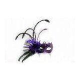 Hand-made Sparkle Feather Masquerade Masks With Swarovski Crystal , Purple thumbnail-1