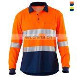 OEM Service High Visibility Long Sleeve Reflective Safety Polo Shirt Custom thumbnail-2