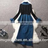 2016 Blue Boutique Two Piece Flouncing Dress Mature Female Dress Set Wholesale thumbnail-4