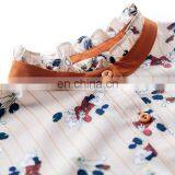 Fashion Floral Print Pullover Shirts Frill Hem Collar Cuff Contrast Color Women Blouses thumbnail-4