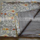 Handmade Twin Gray Paisley Kantha Quilt Cotton Throws,Ralli,Gudari REVERSIBLE Bedding thumbnail-3