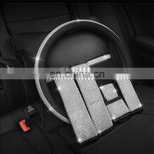 Autoaby Bling Bling Rhinestones Crystal Car Steering Wheel Cover PU Leather Steering-wheel Covers Auto Accessories Case thumbnail-2