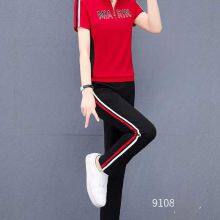 Monisa Female Sports Leisure Colors Suit With Short Sleeves and Long Trousers in Summer thumbnail-2