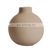 Morandi Matt Color Nordic Round Design Model Home Room Flowers Decorative Ornament Ceramic Vase thumbnail-5