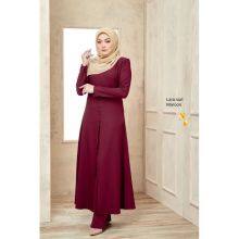 BS-FC1962 Women's Long Sleeve 2 Piece Maxi Dress Muslim Abaya Robe Plain Simple Modern Islamic Arabic Style Casual Dress thumbnail-2