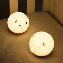 Dropshipping Night Light Silicone LED Lamp Colorful Cute Cartoon Pig Touch Sensor USB Charging Silicon For Kids Gift thumbnail-1