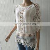 2016 Ladies Tops Hot/embroidery Lace Sleeve Jacket Cotton Lace Fabric Hollow Out Vest thumbnail-2
