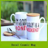 12oz Wholesale White Tea Cups With Wooden Lid thumbnail-1