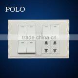 2015 Light Electrical PC Material 6+2 White Flower Edge New Pakistan Wall Switch Socket