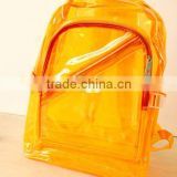 leisure transparent orange pvc backpack