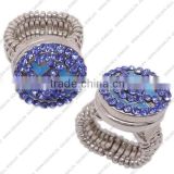 LJ0142 button with rhinestones ring,snap rings jewelry,alloy rings charm button jewellery
