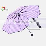 Stripe Hand Open Folding Umbrella in Purple Color thumbnail-3