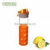 Cute Design Borosilicate/soda Lime Glass Water Bottle With Food Grade Silicone Sleeve thumbnail-4
