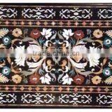 Inlay Black Marble Table Top , Marble Dining Table