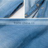 2016 Summer Fashion Ladies Snap Buttons Closure Denim Shirt Rolled Half Sleeve Slim Fit Casual Shirts For Women thumbnail-6