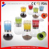 Salt and Pepper Shakers With Matching Stand / Plastic Lid Salt and Pepper Grinders