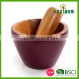Custom Bamboo Garlic Pot and Tool,wood Mortar Pestle thumbnail-4