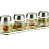 SINOGLASS 4 Pcs Lazy Chef Decal Cone Shape Glass Spice Set thumbnail-1