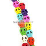 1 String 15inch 13x15mm Vintage Mix Color Dyeing Turquoise Skull Faces Halloween Unique Beads 3010009 thumbnail-2