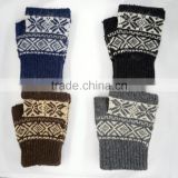 snowflake short finger winter knit gloves