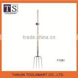Garden Steel Fork With Long Straight Wooden Handle thumbnail-1