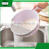 Multipurpose Plastic Manual Fruit Vegetable Rice Sifter Wash Washing Basin Strainer Sieve Bowl Basket With Handle thumbnail-1
