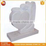 White Marble Double Heart Shaped Headstone Tombstone for Urn thumbnail-6