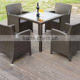 Brown Outdoor Rattan Coffee Table, Plastic Table and Chair thumbnail-2