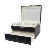Store More Watch Box Large 20 Mens Black Leather Display Glass Top Jewelry Case Organizer thumbnail-4