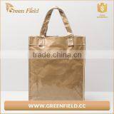 Nice Genuine Washable Kraft Paper Tote Bags Lady Hand Bag With PVC Cover thumbnail-2